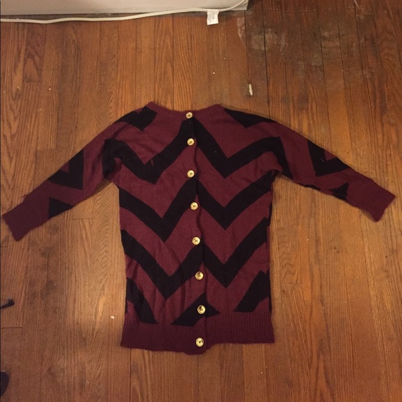 Maroon and Black Chevron Sweater - Picture 2 of 2
